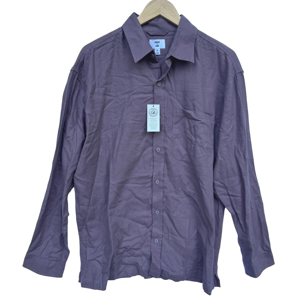 Mode of One Mens‎ Relaxed Fit Flannel Shirt Soft Moon Purple M 100197730MN NEW